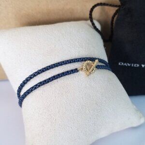 DAVID YURMAN - Bel Aire 14K Gold and Blue Double Wrap Box Chain Bracelet - NEW!!